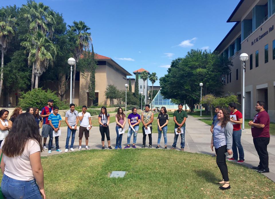 People in front of planetarium